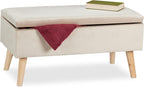 Ottoman Storage Bench Velvet Upholstery 40L Capacity Padded