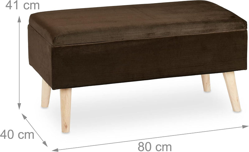 Ottoman Storage Bench Velvet Upholstery 40L Capacity Padded