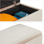 Ottoman Storage Bench Velvet Upholstery 40L Capacity Padded