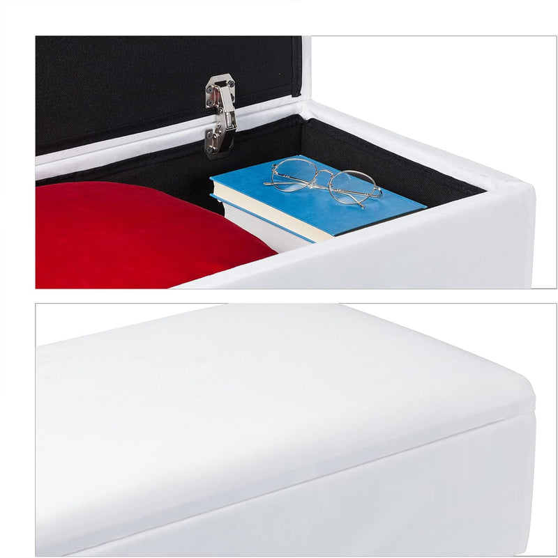 Ottoman Storage Bench Velvet Upholstery 40L Capacity Padded