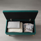 Ottoman Storage Bench Velvet Upholstery 40L Capacity Padded