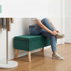 Ottoman Storage Bench Velvet Upholstery 40L Capacity Padded