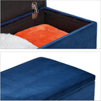Ottoman Storage Bench Velvet Upholstery 40L Capacity Padded
