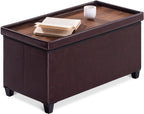 Ottoman Storage Box with 4 Wood Legs Faux