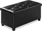 Ottoman Storage Box with 4 Wood Legs Faux