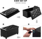 Ottoman Storage Box with 4 Wood Legs Faux