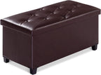 Ottoman Storage Box with 4 Wood Legs Faux