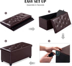 Ottoman Storage Box with 4 Wood Legs Faux