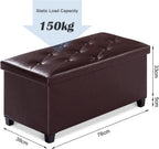 Ottoman Storage Box with 4 Wood Legs Faux