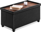 Ottoman Storage Box with 4 Wood Legs Faux