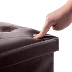 Ottoman Storage Box with 4 Wood Legs Faux