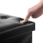 Ottoman Storage Box with 4 Wood Legs Faux