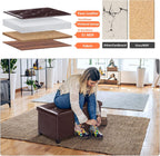 Ottoman Storage Box with 4 Wood Legs Faux