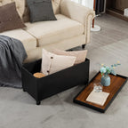 Ottoman Storage Box with 4 Wood Legs Faux