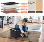 Ottoman Storage Box with 4 Wood Legs Faux