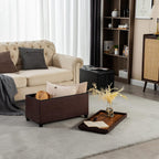 Ottoman Storage Box with 4 Wood Legs Faux