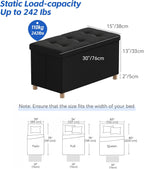 Ottoman Storage Box with 4 Wood Legs Linen