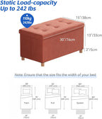 Ottoman Storage Box with 4 Wood Legs Linen