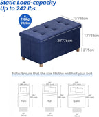 Ottoman Storage Box with 4 Wood Legs Linen