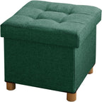 Ottoman Storage Box with 4 Wood Legs Linen