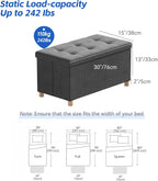 Ottoman Storage Box with 4 Wood Legs Linen