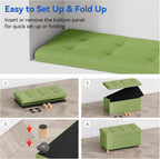 Ottoman Storage Box with 4 Wood Legs Linen