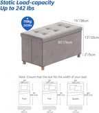 Ottoman Storage Box with 4 Wood Legs Linen