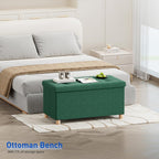 Ottoman Storage Box with 4 Wood Legs Linen
