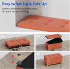 Ottoman Storage Box with 4 Wood Legs Linen
