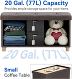 Ottoman Storage Box with 4 Wood Legs Linen