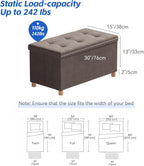 Ottoman Storage Box with 4 Wood Legs Linen