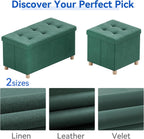 Ottoman Storage Box with 4 Wood Legs Linen