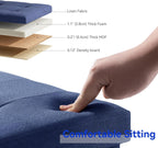 Ottoman Storage Box with 4 Wood Legs Linen