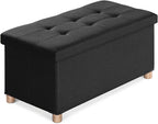 Ottoman Storage Box with 4 Wood Legs Linen