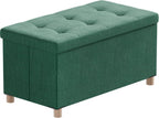 Ottoman Storage Box with 4 Wood Legs Linen