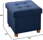 Ottoman Storage Box with 4 Wood Legs Linen