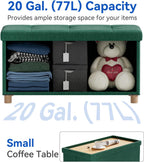 Ottoman Storage Box with 4 Wood Legs Linen