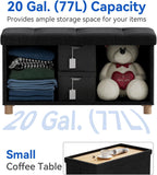 Ottoman Storage Box with 4 Wood Legs Linen