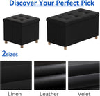 Ottoman Storage Box with 4 Wood Legs Linen