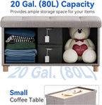 Ottoman Storage Box with 4 Wood Legs Linen