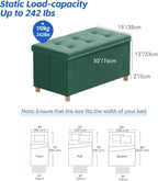 Ottoman Storage Box with 4 Wood Legs Linen