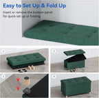 Ottoman Storage Box with 4 Wood Legs Linen