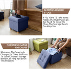Ottoman Storage Box with 4 Wood Legs Linen