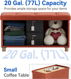 Ottoman Storage Box with 4 Wood Legs Linen