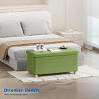 Ottoman Storage Box with 4 Wood Legs Linen