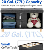 Ottoman Storage Box with 4 Wood Legs Linen