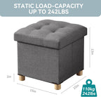 Ottoman Storage Box with 4 Wood Legs Linen