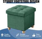 Ottoman Storage Box with 4 Wood Legs Linen