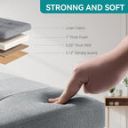 Ottoman Storage Box with 4 Wood Legs Linen