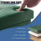 Ottoman Storage Box with 4 Wood Legs Linen
